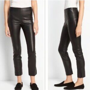 Vince Black Stretch Lamb Leather Pull On Split Hem Slim Pants Sz XL